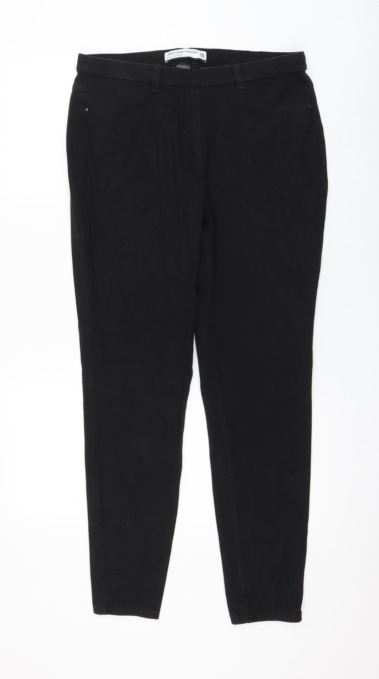 NEXT Womens Black Cotton Jegging Jeans Size 16 L29 in Regular