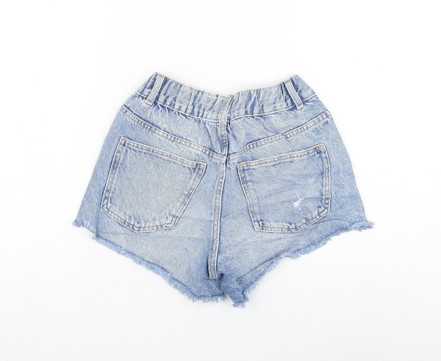 Zara Womens Blue Cotton Hot Pants Shorts Size 10 L3 in Regular Zip - Distressed