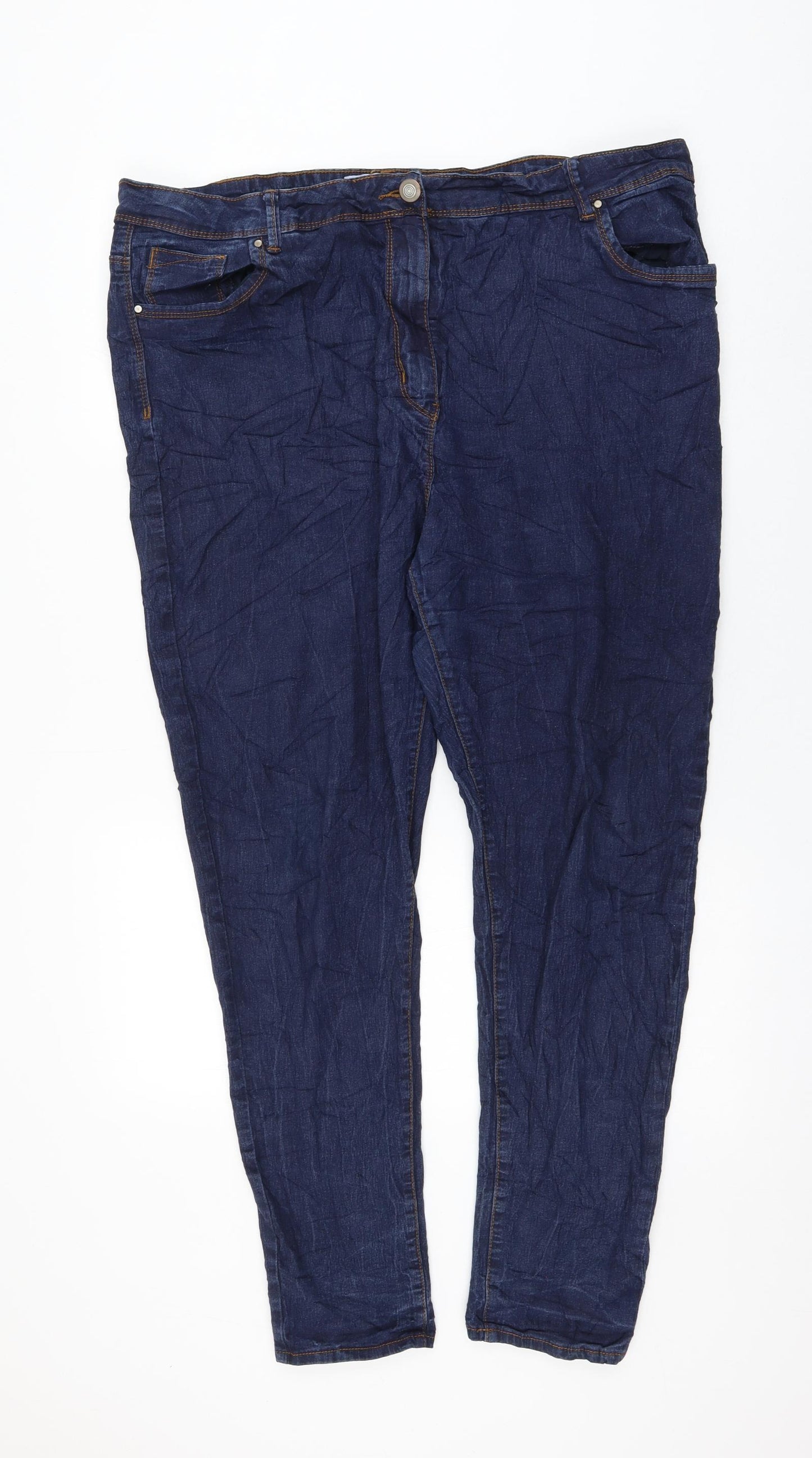Yours Womens Blue Polyester Skinny Jeans Size 24 L28 in Regular Zip