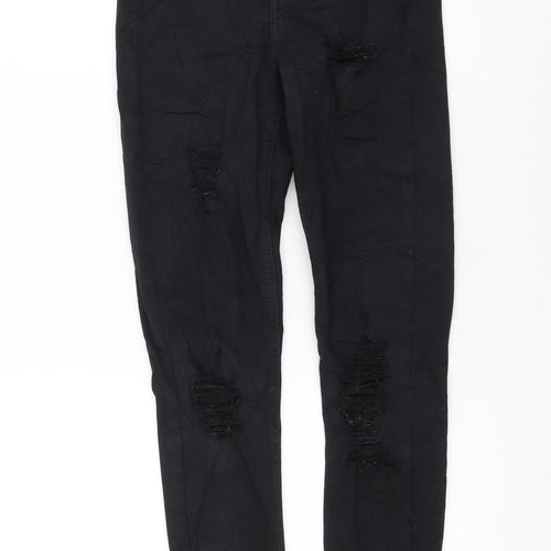 Topshop Womens Black Cotton Skinny Jeans Size 24 in L32 in Regular Zip