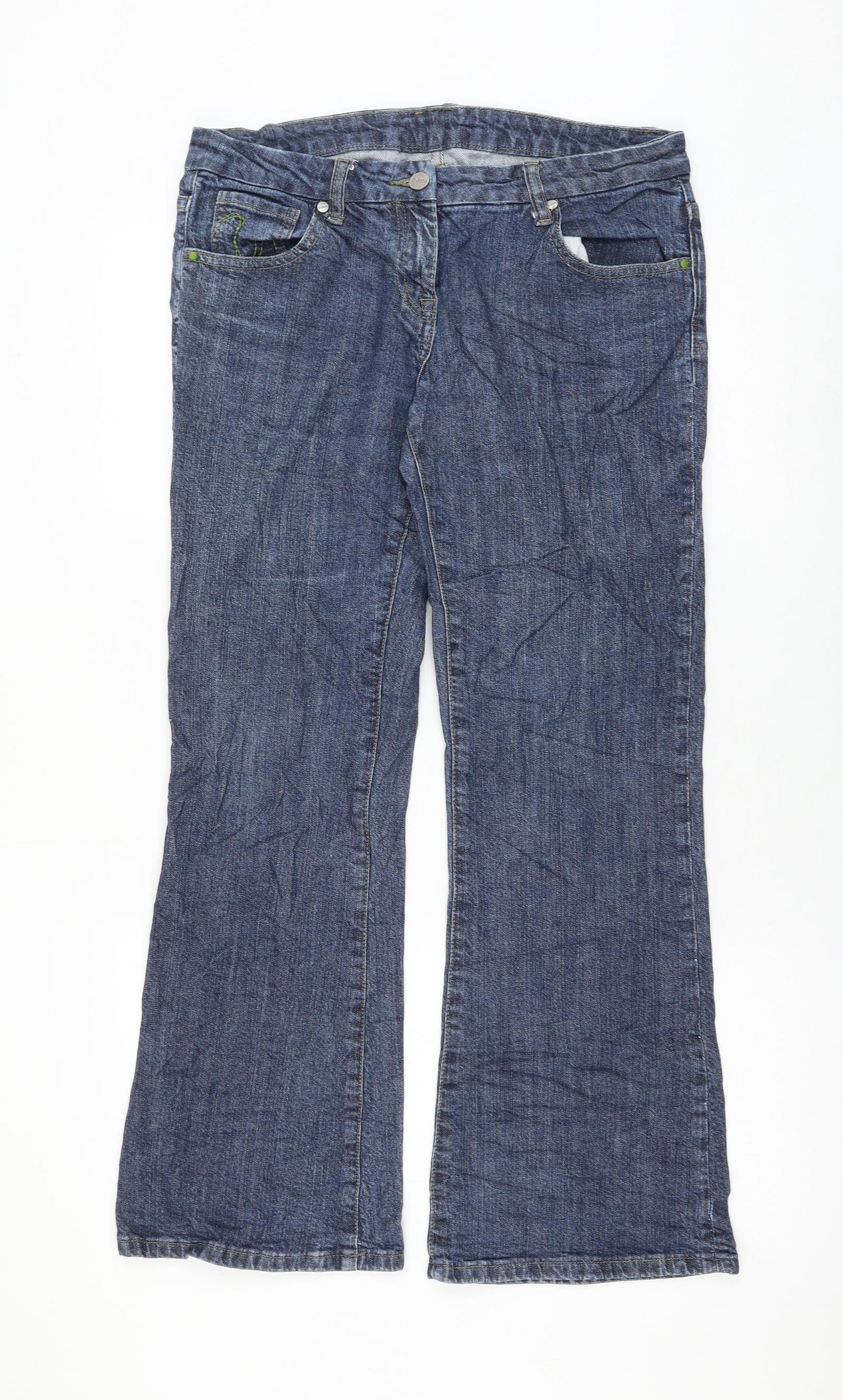 Dorothy Perkins Womens Blue Cotton Bootcut Jeans Size 12 L28 in Regular Zip