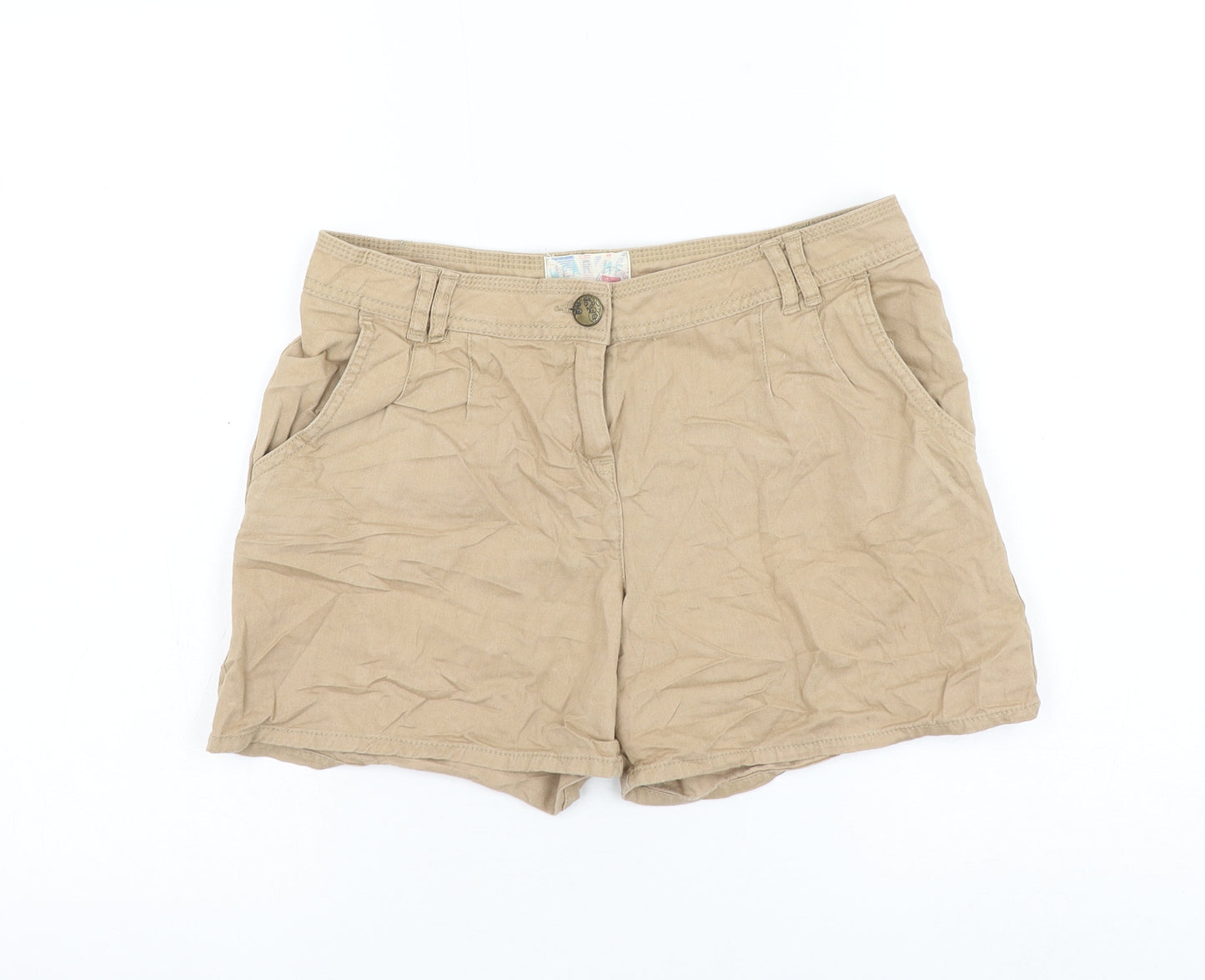 New Look Womens Brown Cotton Chino Shorts Size 8 L5 in Regular Zip