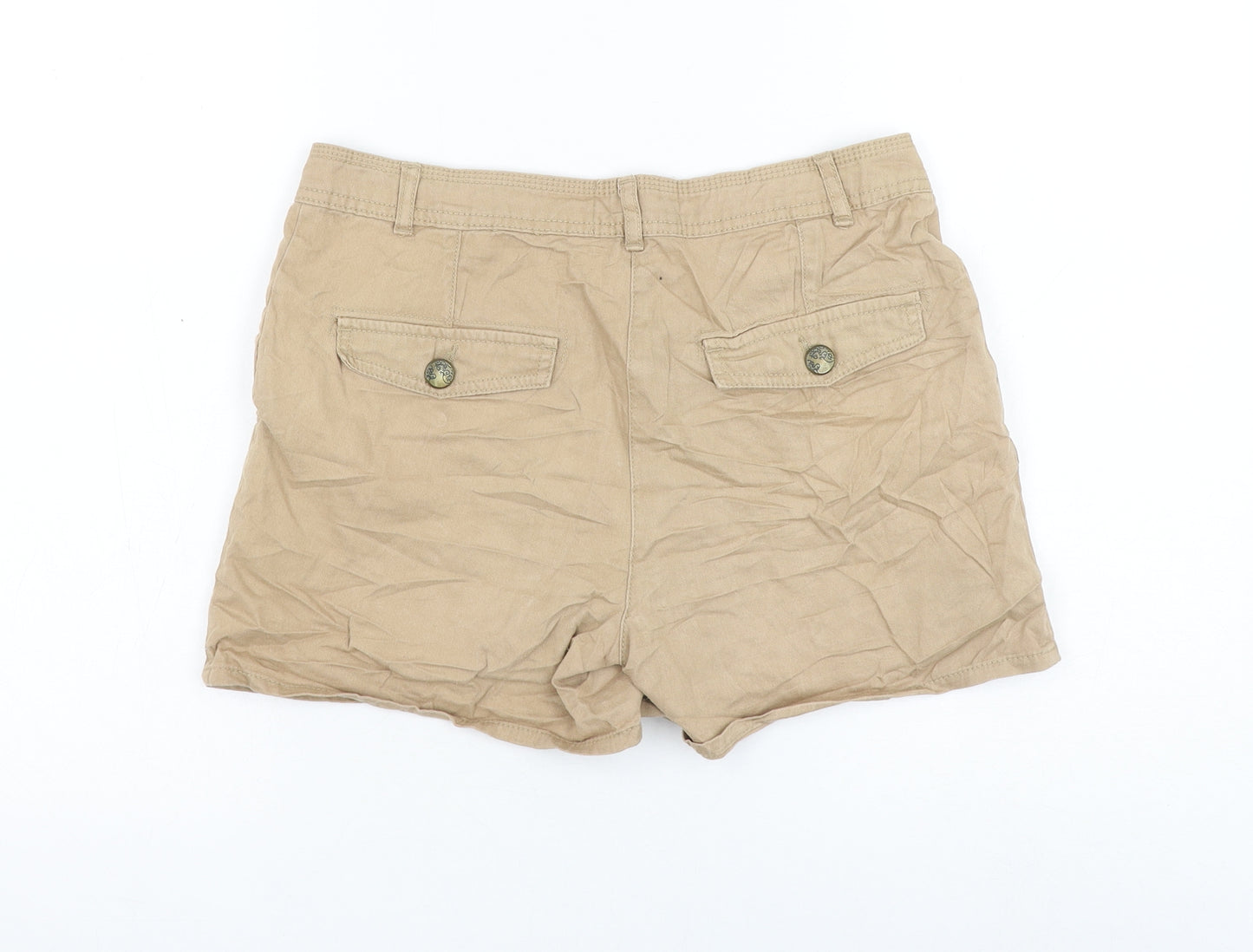 New Look Womens Brown Cotton Chino Shorts Size 8 L5 in Regular Zip