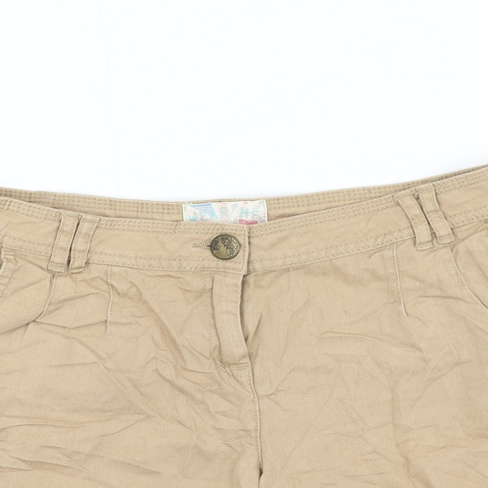 New Look Womens Brown Cotton Chino Shorts Size 8 L5 in Regular Zip