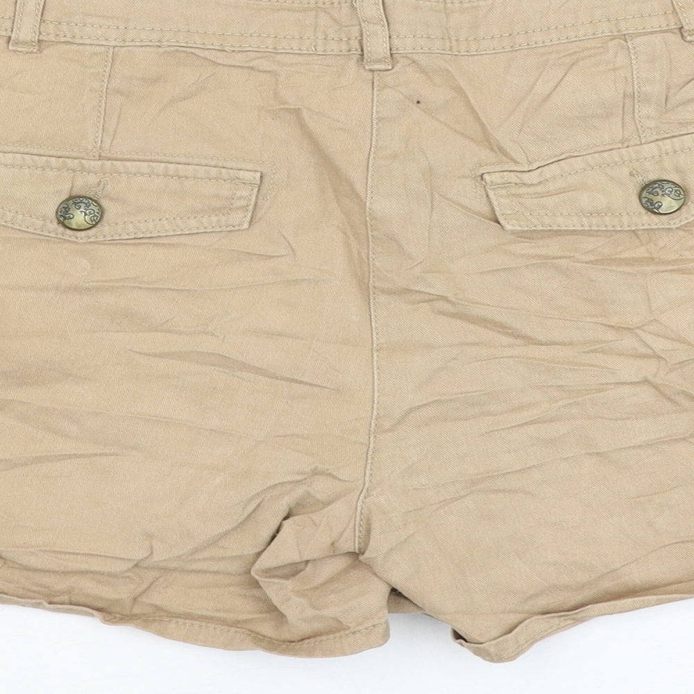 New Look Womens Brown Cotton Chino Shorts Size 8 L5 in Regular Zip
