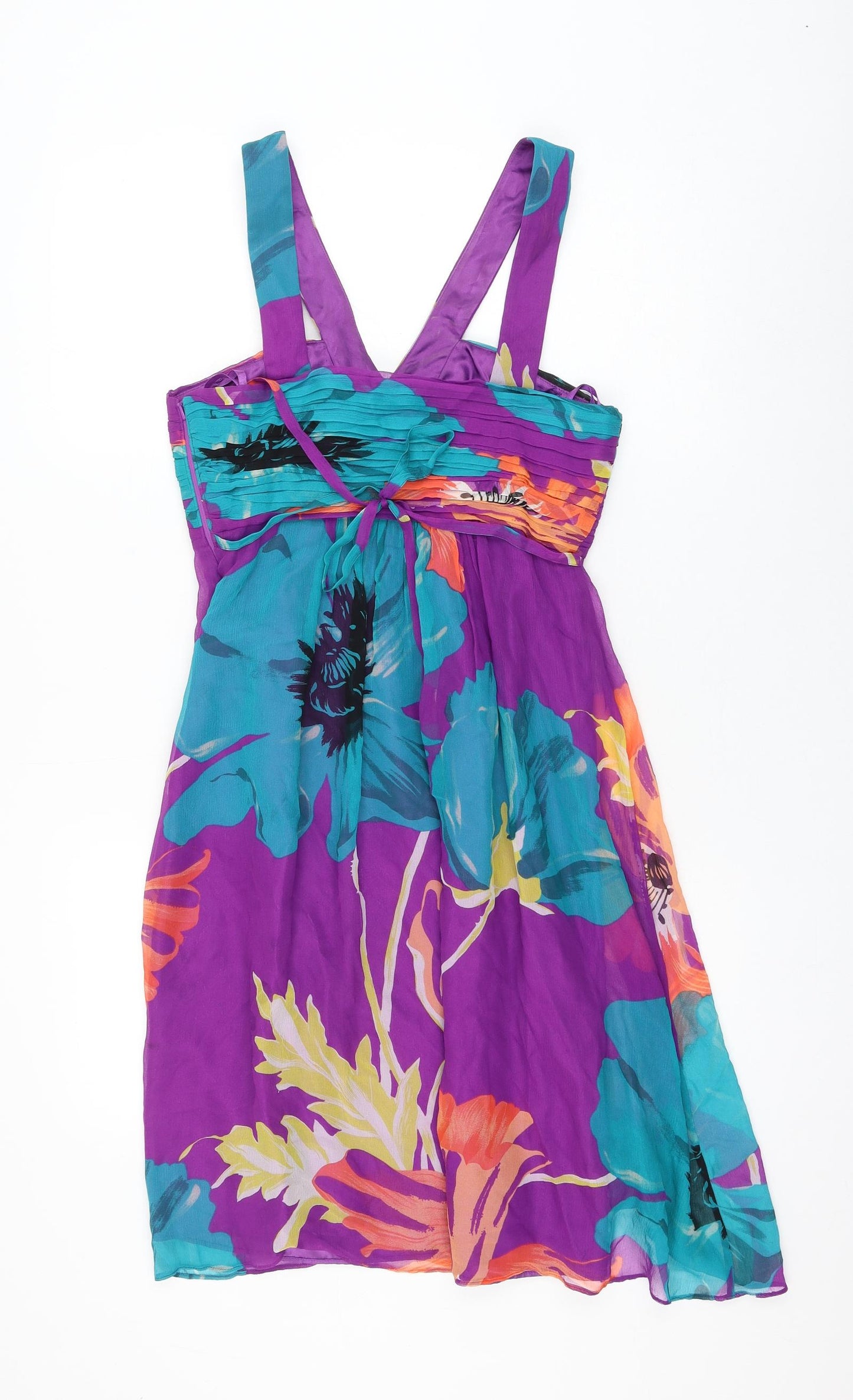 Coast Womens Multicoloured Floral Silk Shift Size 10 Sweetheart Zip