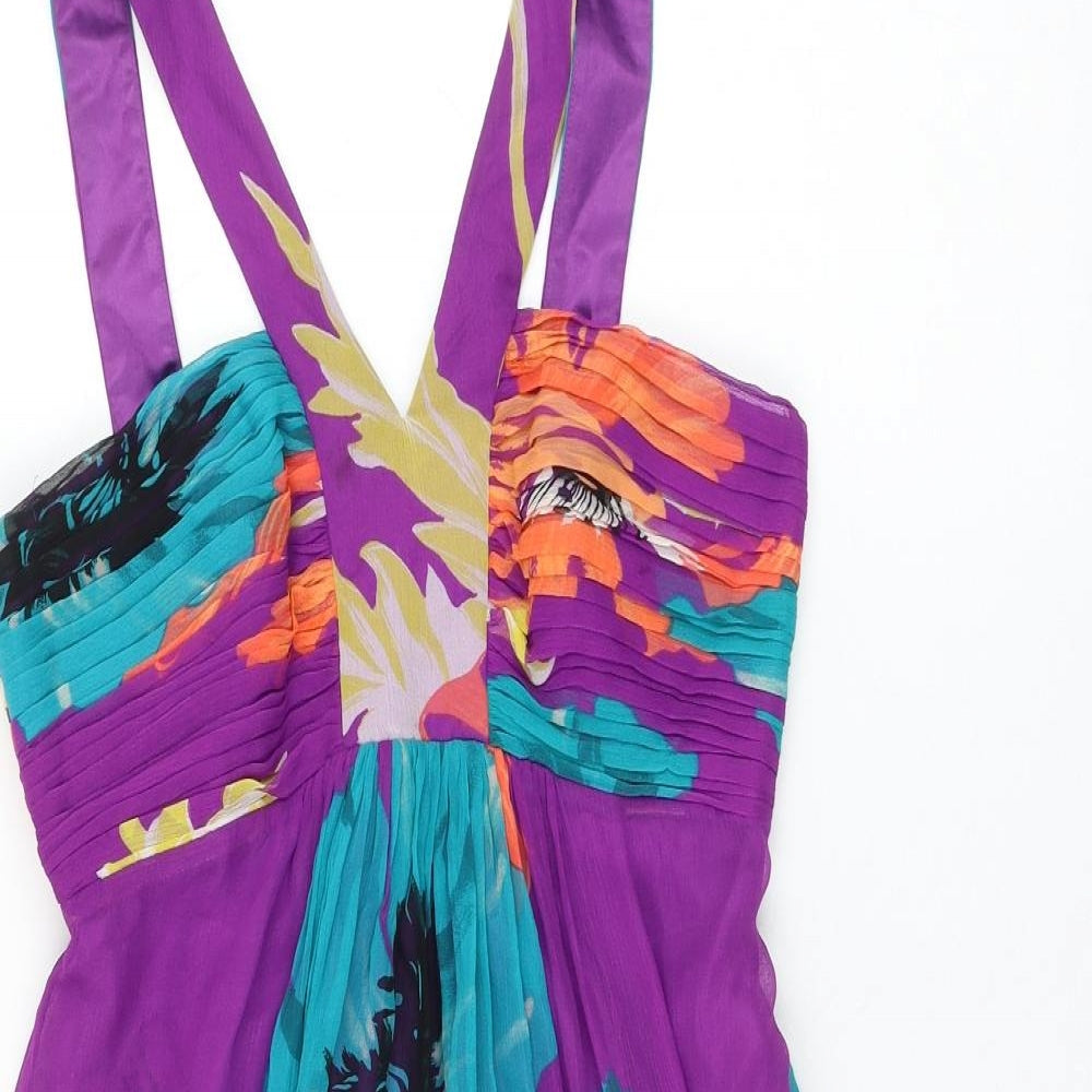 Coast Womens Multicoloured Floral Silk Shift Size 10 Sweetheart Zip