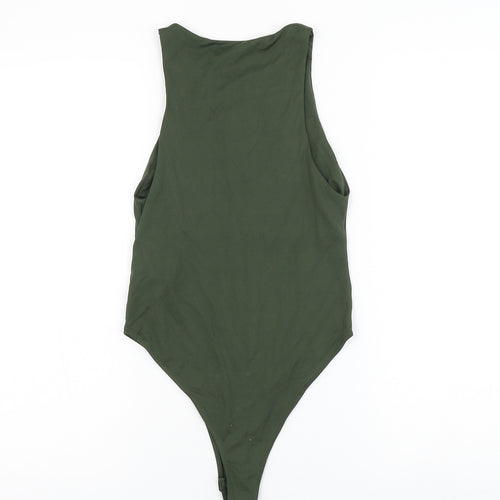 Zara Womens Green Polyamide Bodysuit One-Piece Size S Snap