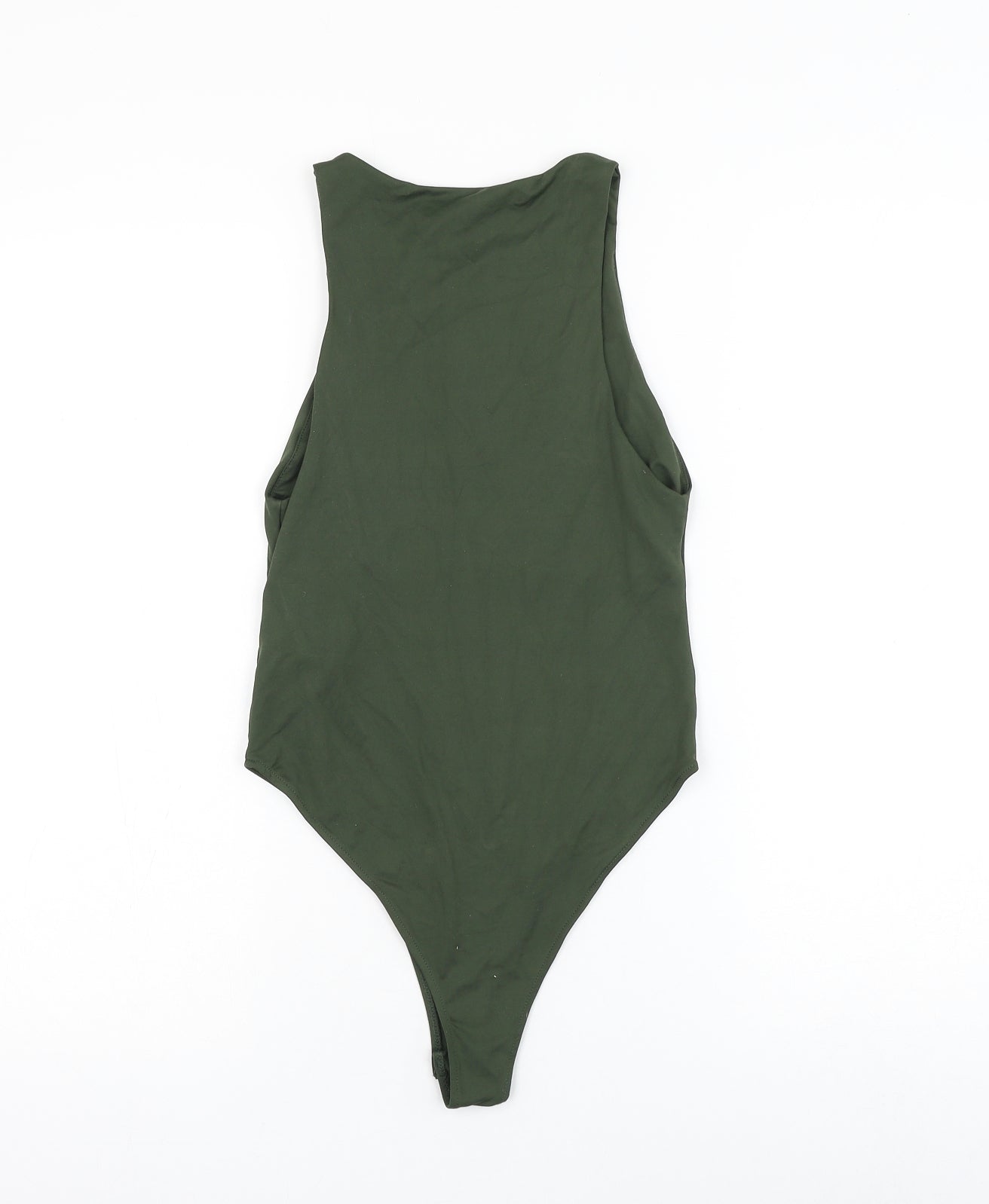 Zara Womens Green Polyamide Bodysuit One-Piece Size S Snap