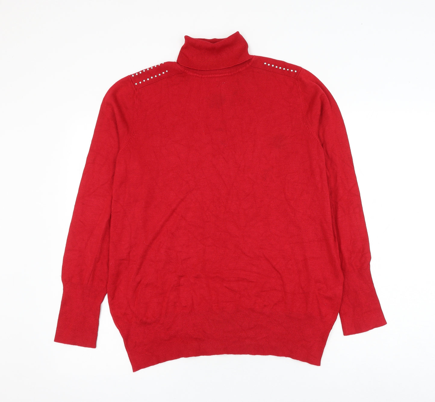 Wallis Womens Red Roll Neck Viscose Pullover Jumper Size 18