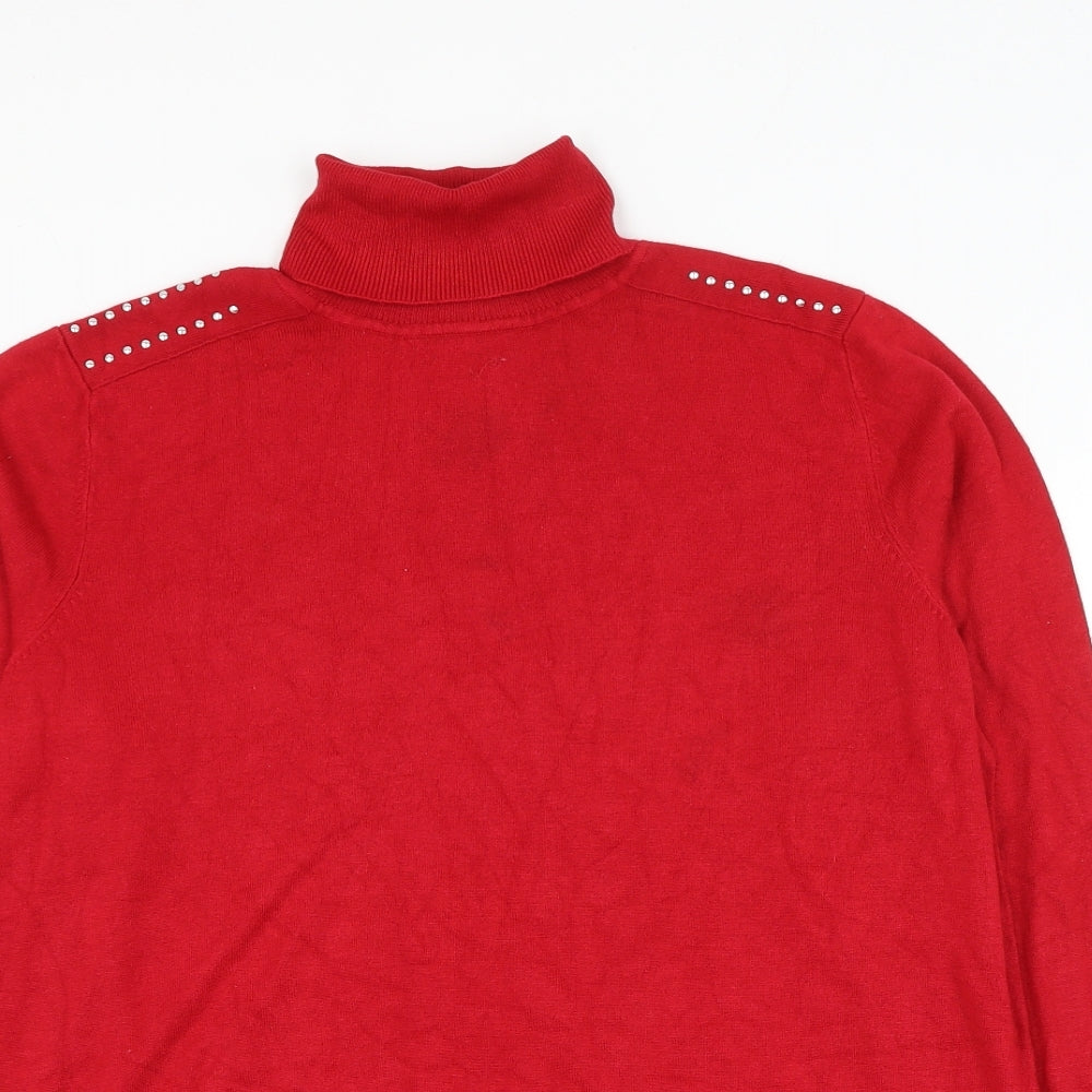 Wallis Womens Red Roll Neck Viscose Pullover Jumper Size 18