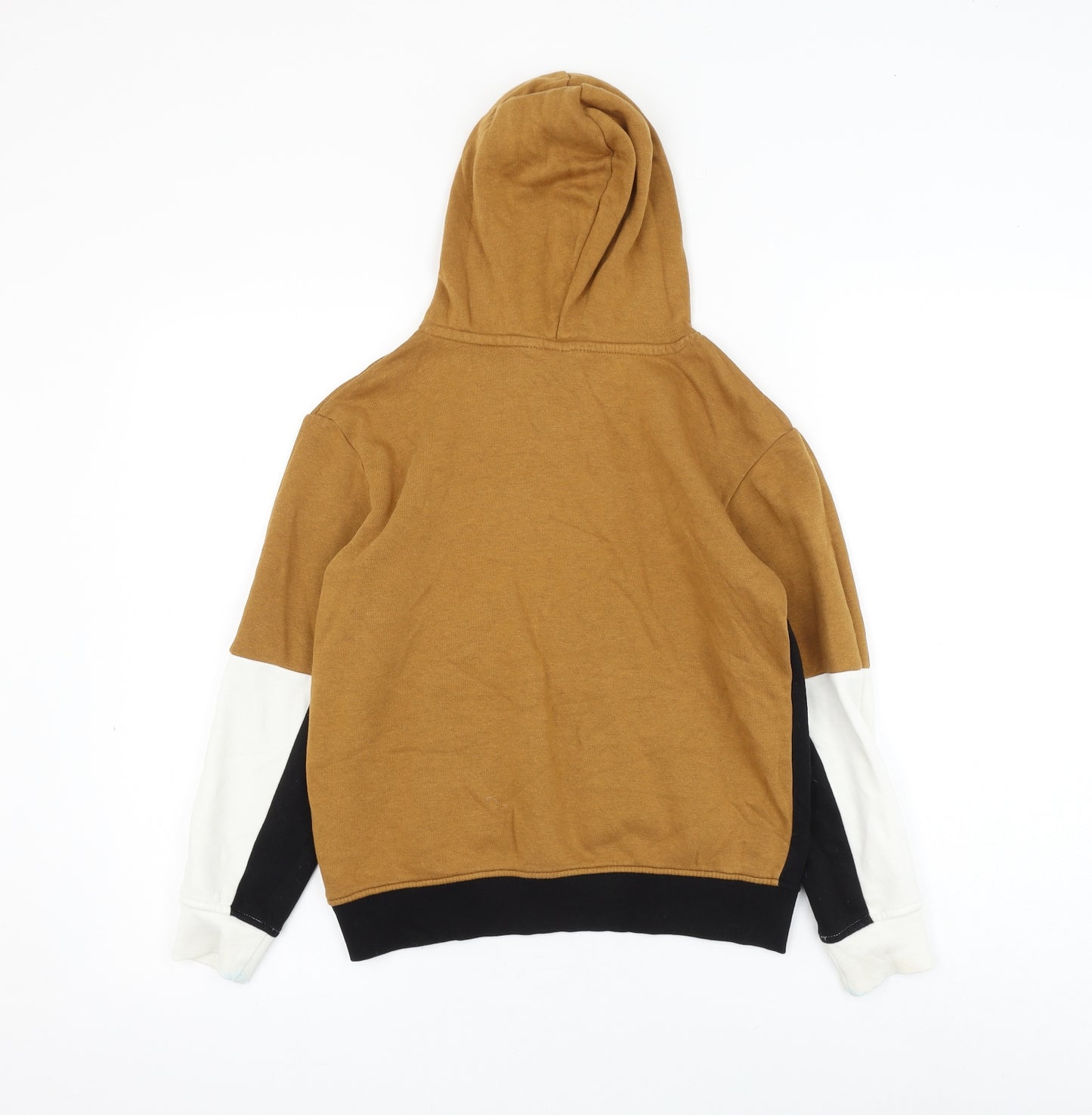H&M Boys Brown Colourblock Cotton Pullover Hoodie Size 8-9 Years Pullover