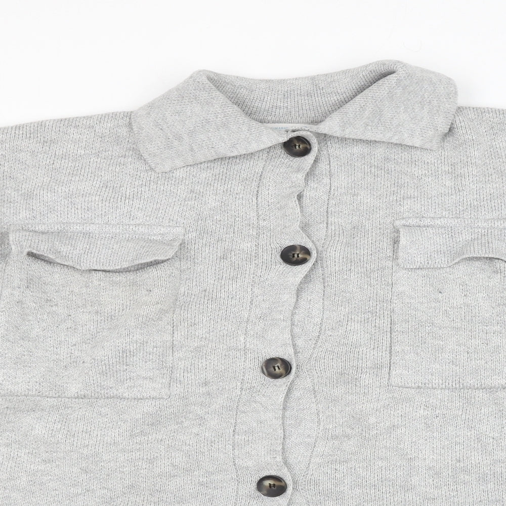 Primark Womens Grey Collared Polyester Cardigan Jumper Size 12