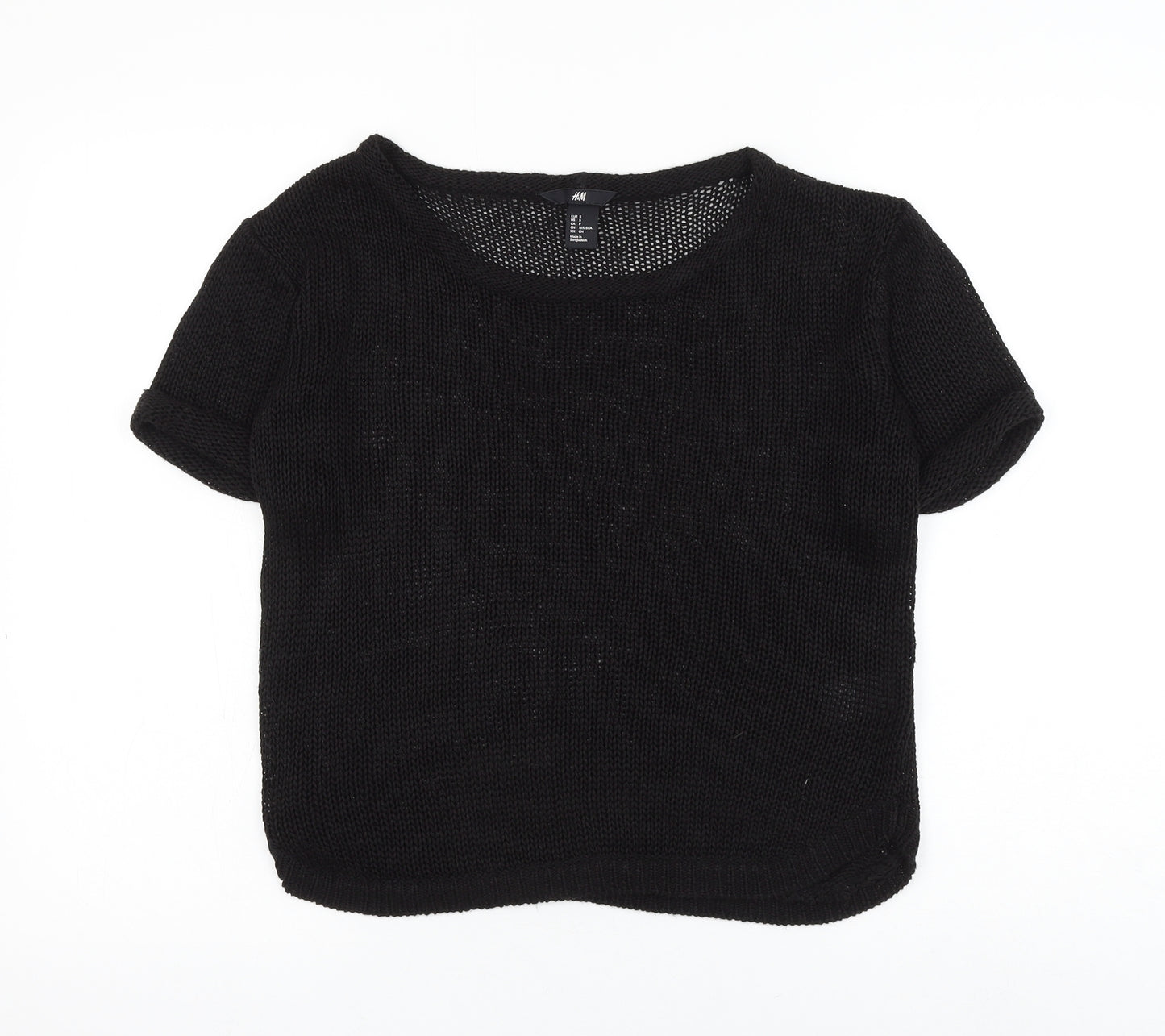 H&M Womens Black Round Neck Acrylic Pullover Jumper Size S
