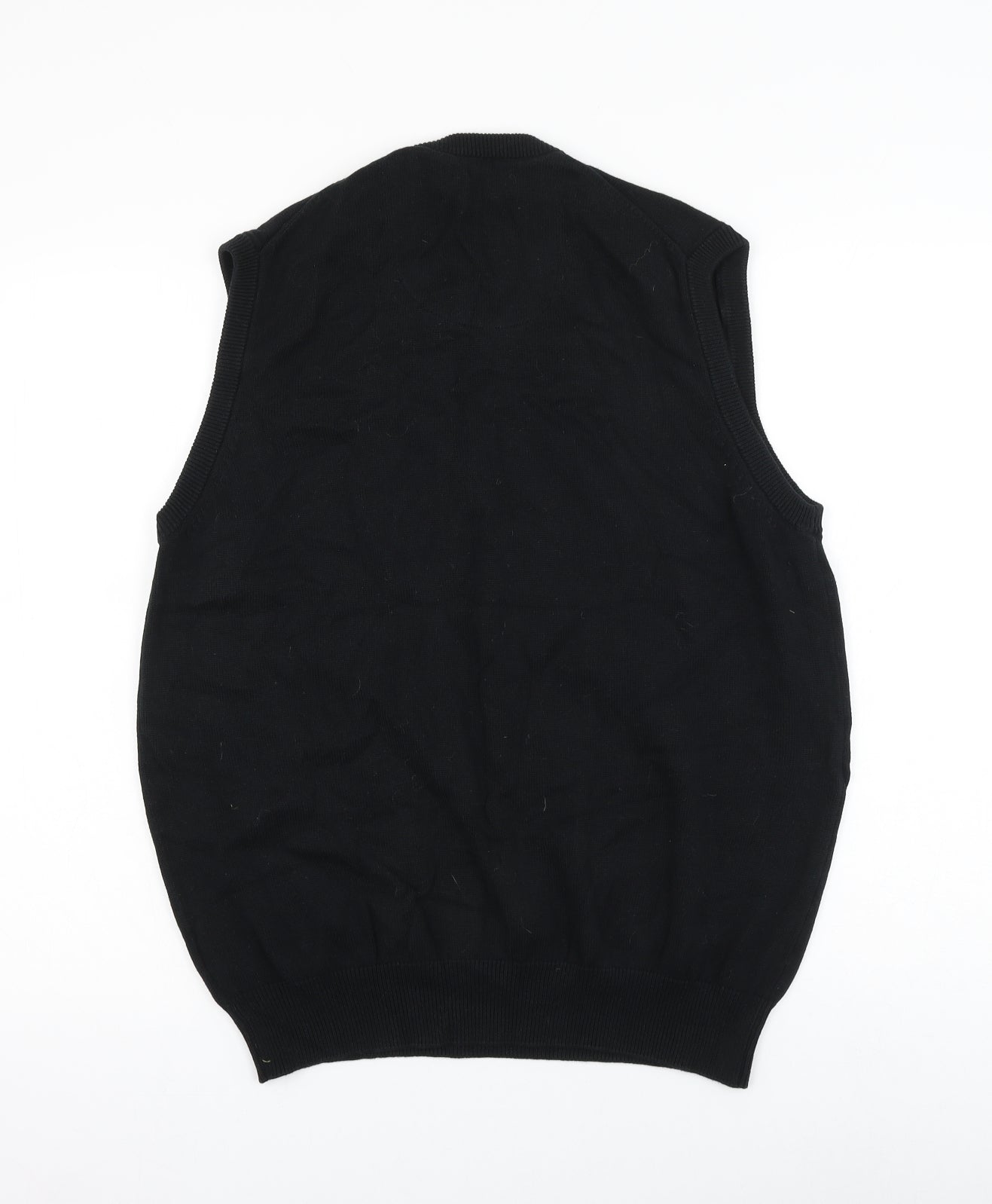 Marks and Spencer Mens Black V-Neck Cotton Vest Jumper Size M
