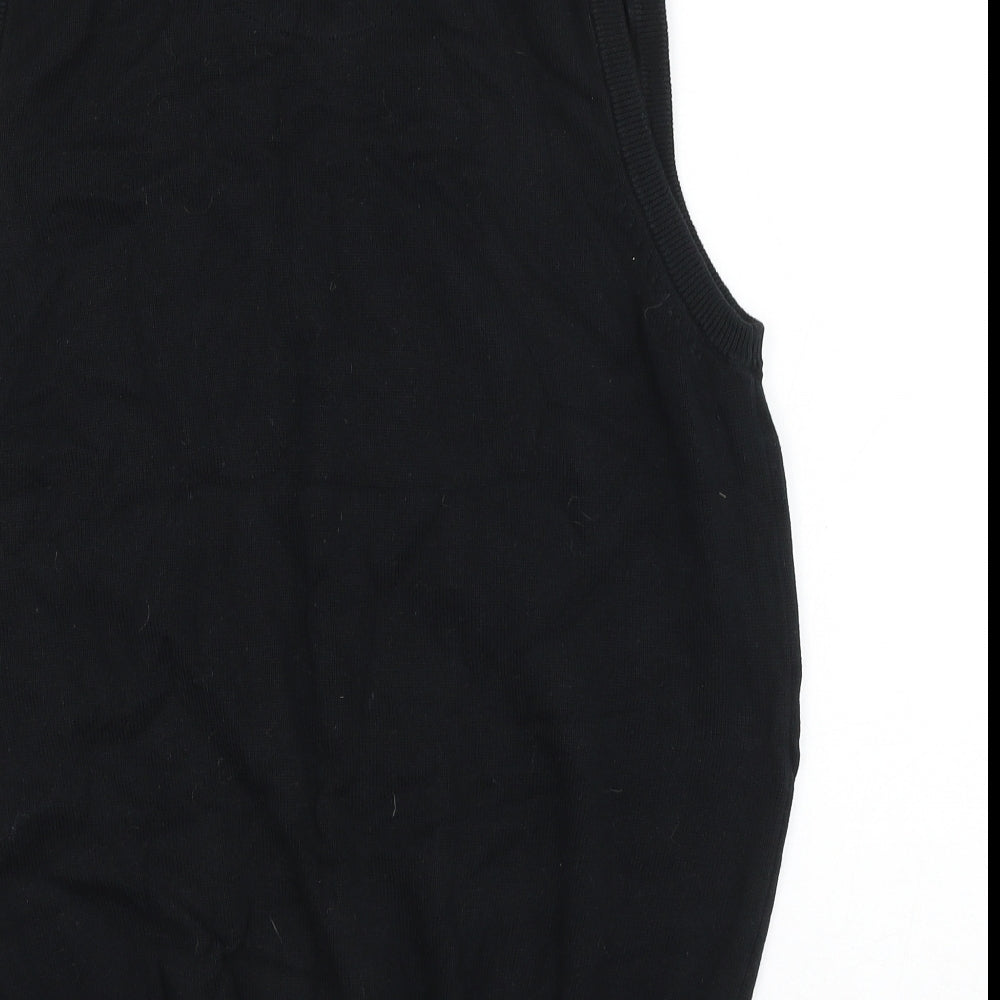Marks and Spencer Mens Black V-Neck Cotton Vest Jumper Size M