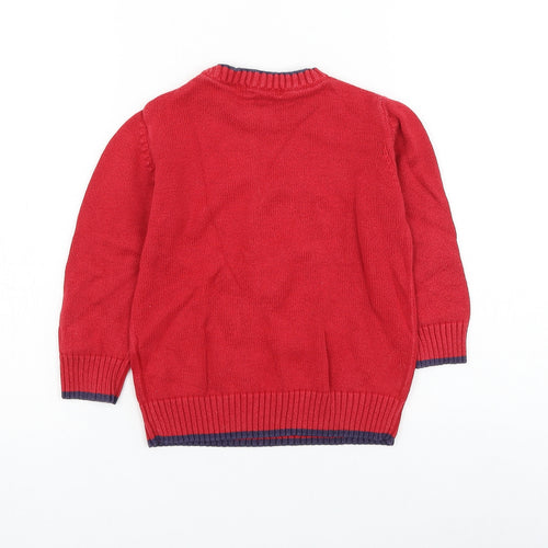 Blue Zoo Boys Red Round Neck Cotton Pullover Jumper Size 2-3 Years Pullover - Snowman Christmas