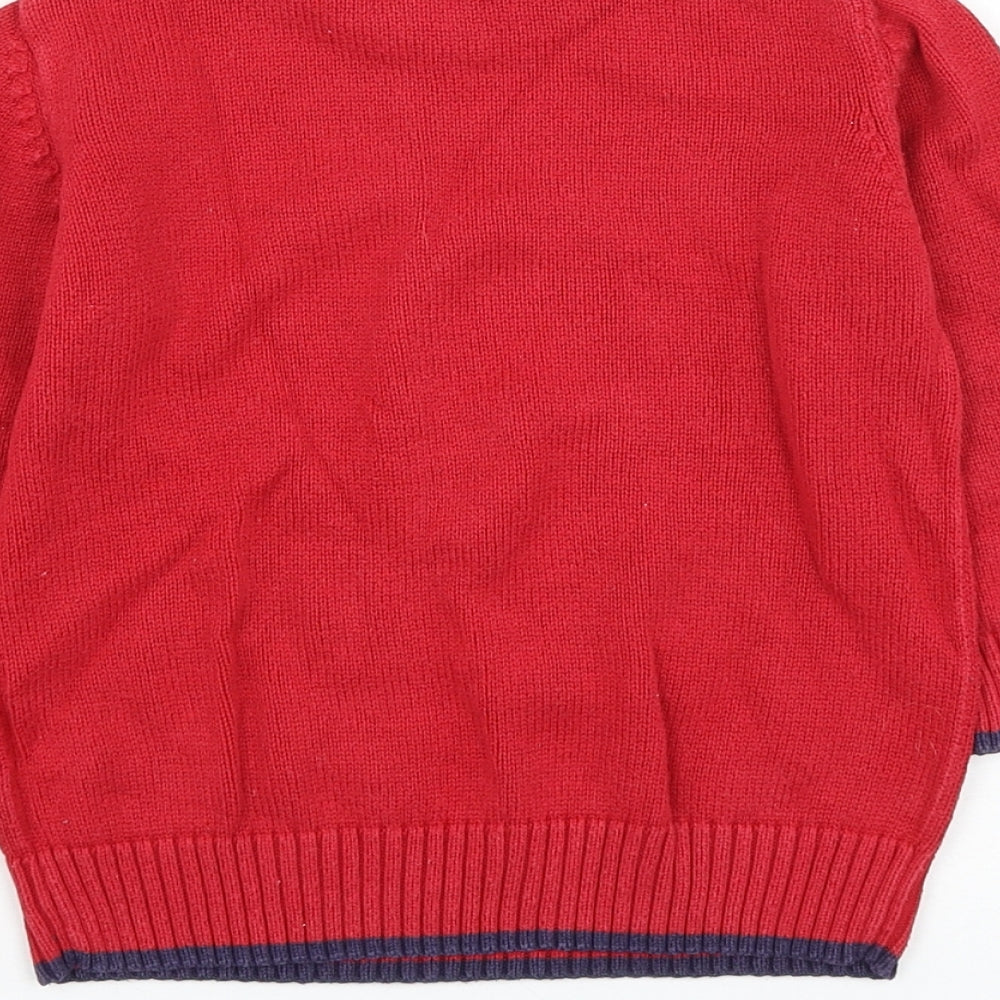 Blue Zoo Boys Red Round Neck Cotton Pullover Jumper Size 2-3 Years Pullover - Snowman Christmas