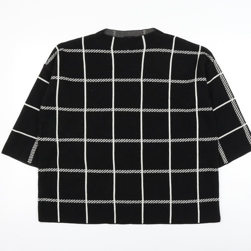 F&F Womens Black Round Neck Check Acrylic Pullover Jumper Size 14
