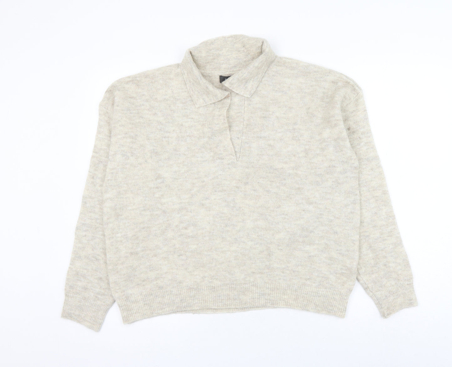 Primark Womens Beige Collared Acrylic Pullover Jumper Size 12
