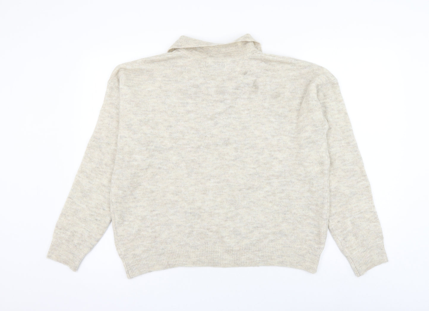 Primark Womens Beige Collared Acrylic Pullover Jumper Size 12