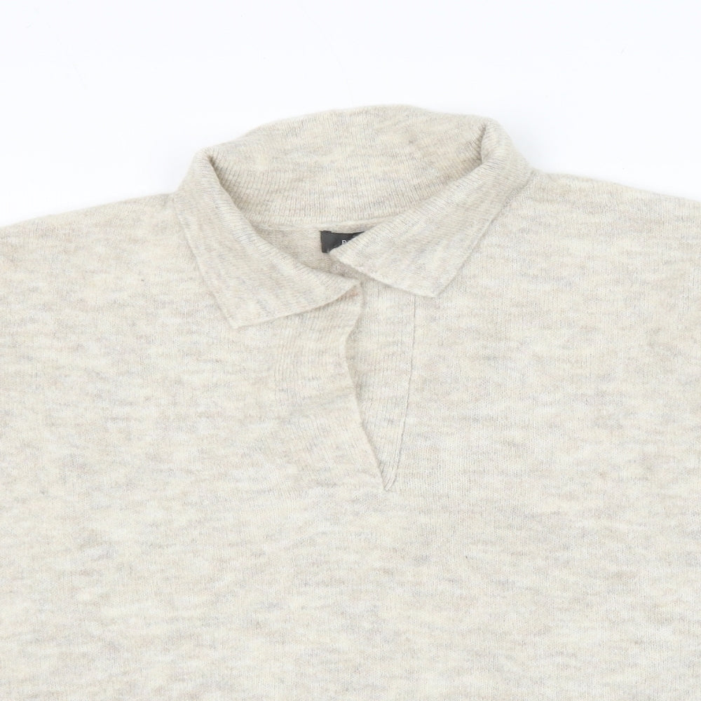 Primark Womens Beige Collared Acrylic Pullover Jumper Size 12