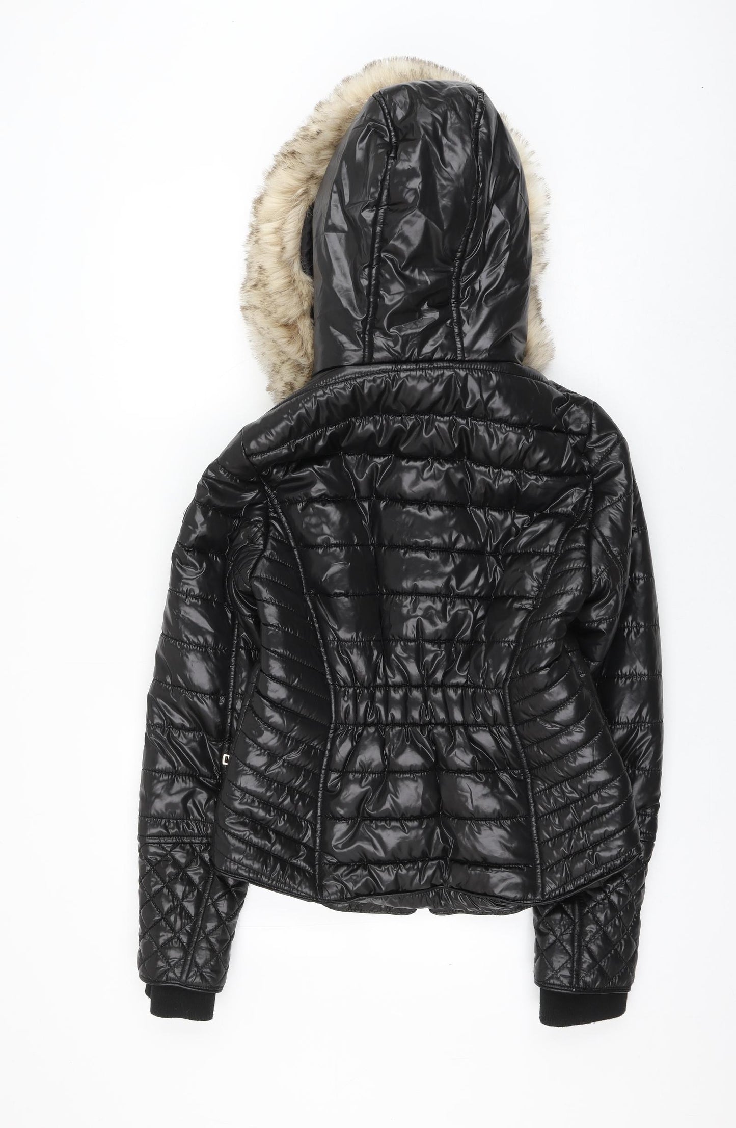 River Island Womens Black Puffer Jacket Coat Size 10 Zip