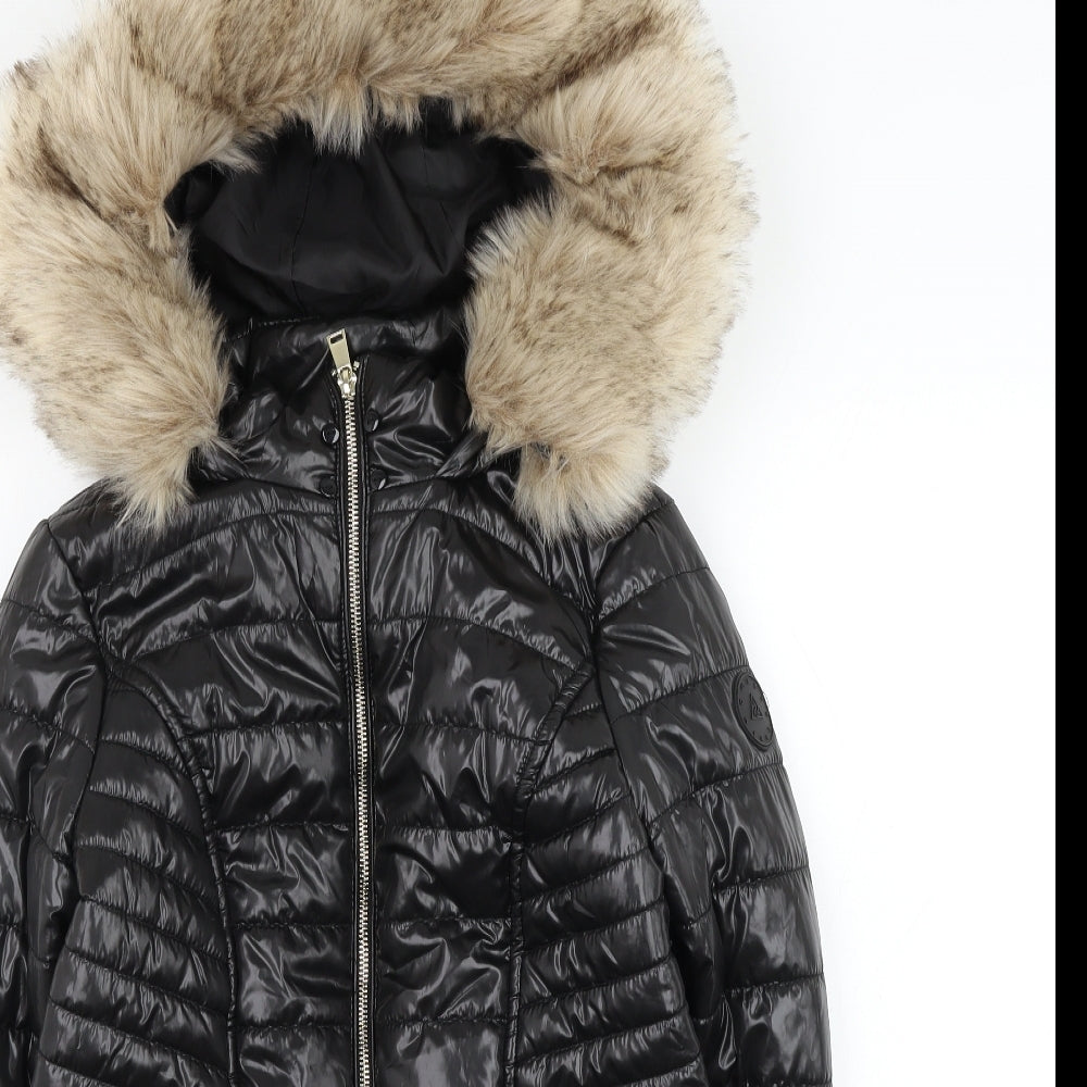 River Island Womens Black Puffer Jacket Coat Size 10 Zip