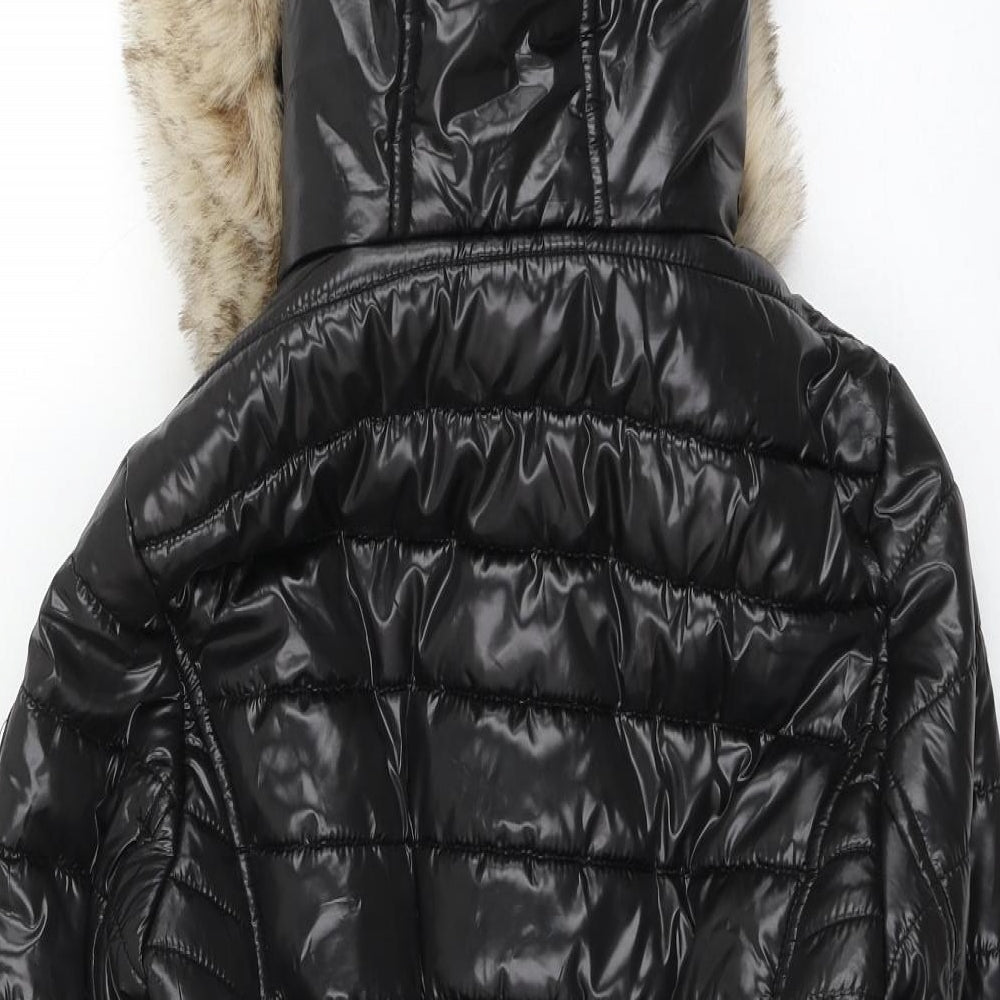 River Island Womens Black Puffer Jacket Coat Size 10 Zip