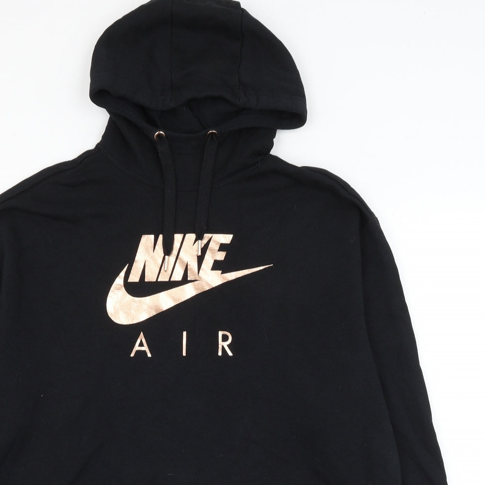 Nike Womens Black Cotton Pullover Hoodie Size M Pullover