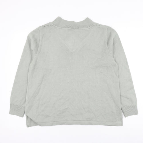 Afibel Womens Green V-Neck Acrylic Pullover Jumper Size 16