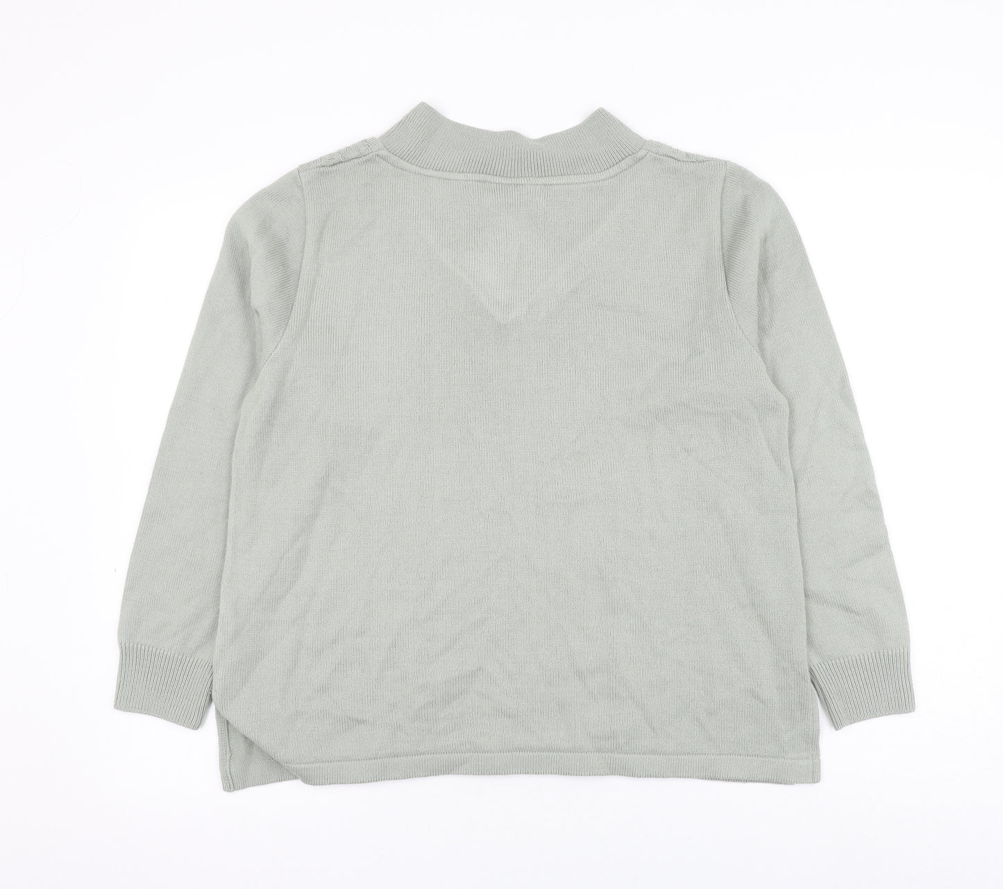 Afibel Womens Green V-Neck Acrylic Pullover Jumper Size 16