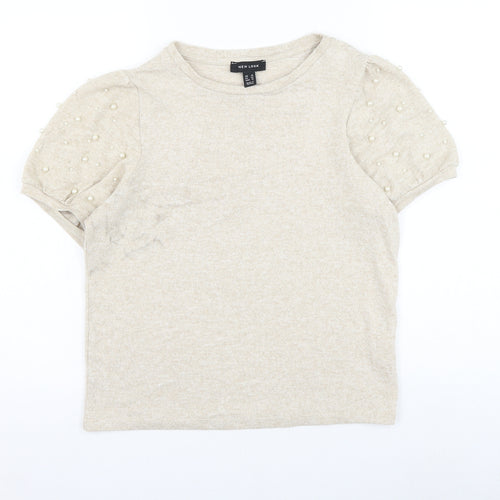 New Look Womens Beige Round Neck Viscose Pullover Jumper Size 14