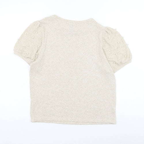 New Look Womens Beige Round Neck Viscose Pullover Jumper Size 14