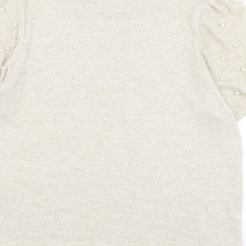 New Look Womens Beige Round Neck Viscose Pullover Jumper Size 14