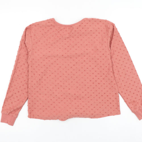 H&M Girls Pink Polka Dot Cotton Pullover Sweatshirt Size 8-9 Years Pullover - Knot Front