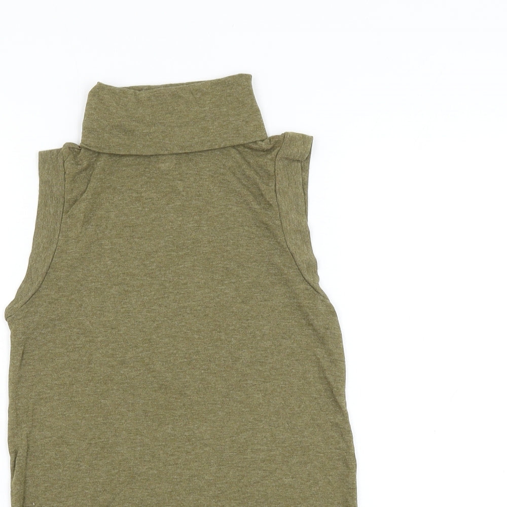 River Island Womens Green Polyester Basic Blouse Size 6 Roll Neck