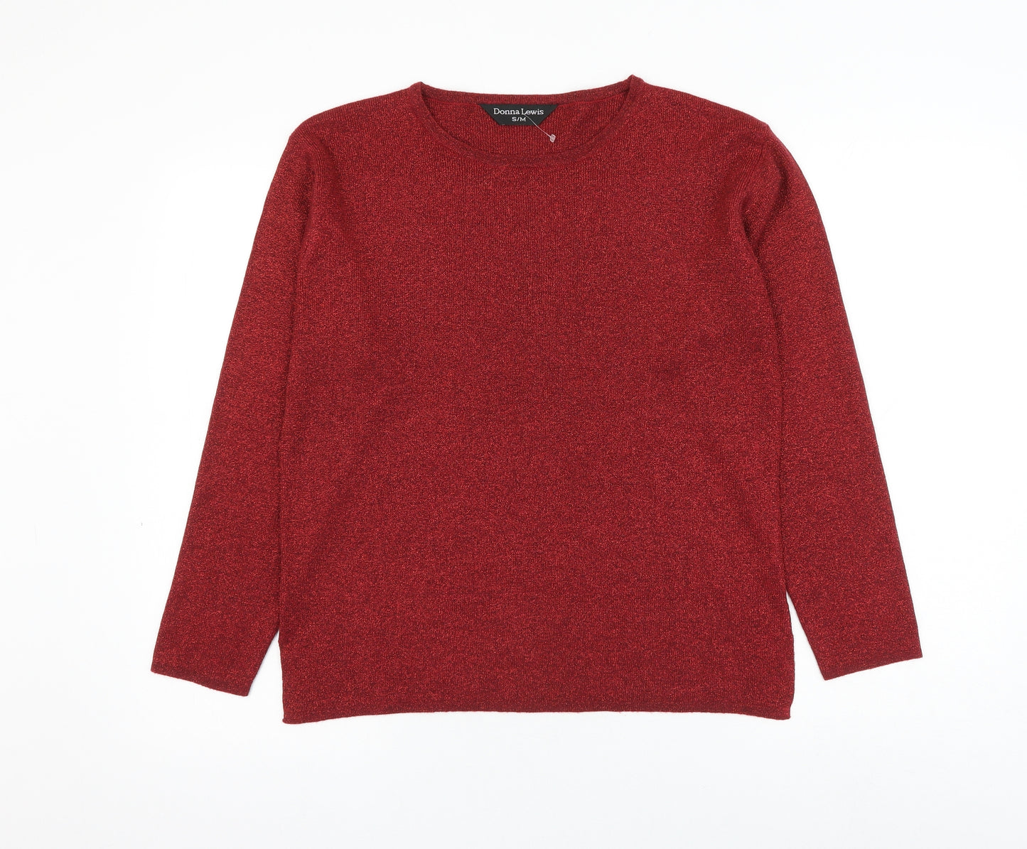 Donna Lewis Womens Red Round Neck Acrylic Pullover Jumper Size S