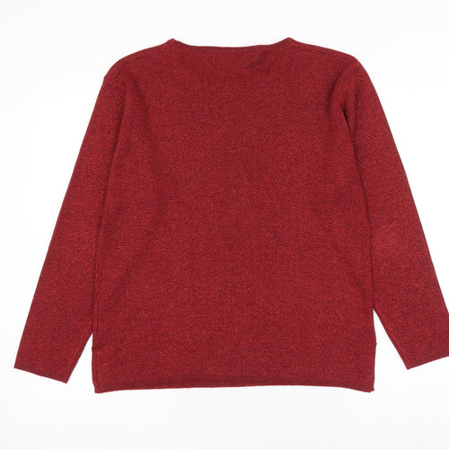 Donna Lewis Womens Red Round Neck Acrylic Pullover Jumper Size S