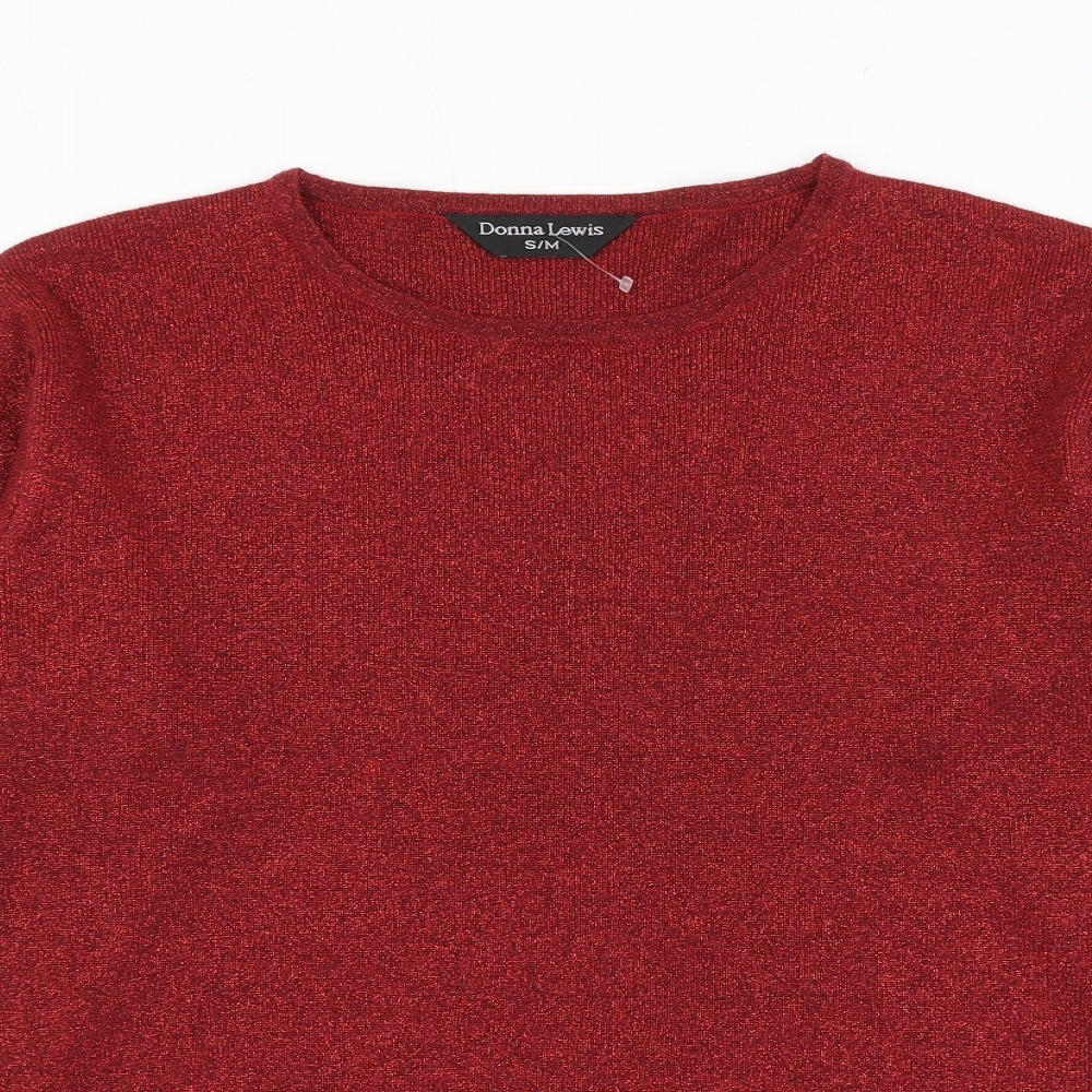 Donna Lewis Womens Red Round Neck Acrylic Pullover Jumper Size S