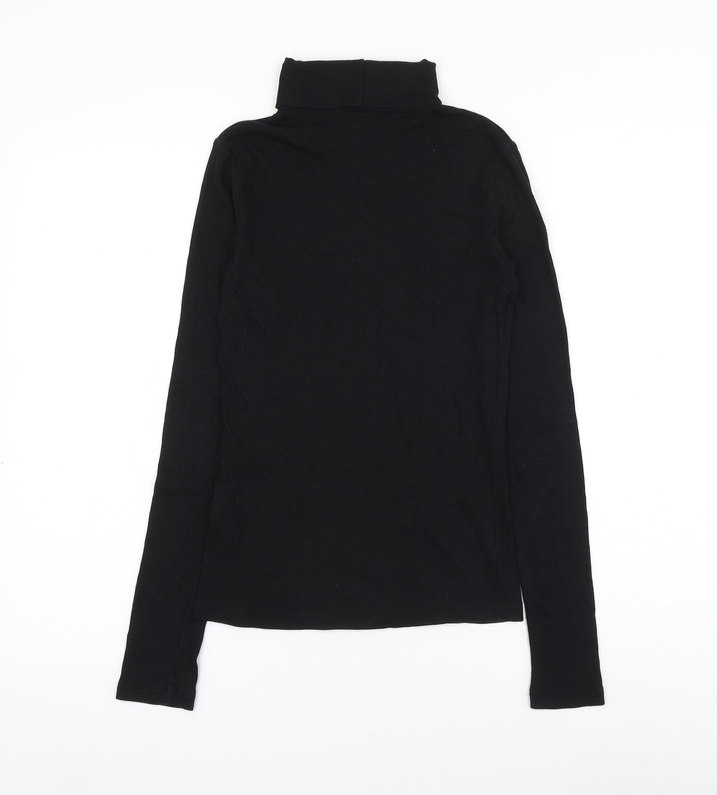 H&M Womens Black Cotton Basic Blouse Size XS Roll Neck
