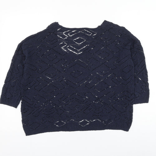 NEXT Womens Blue V-Neck Cotton Pullover Jumper Size 10