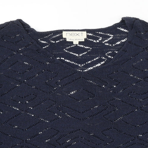 NEXT Womens Blue V-Neck Cotton Pullover Jumper Size 10