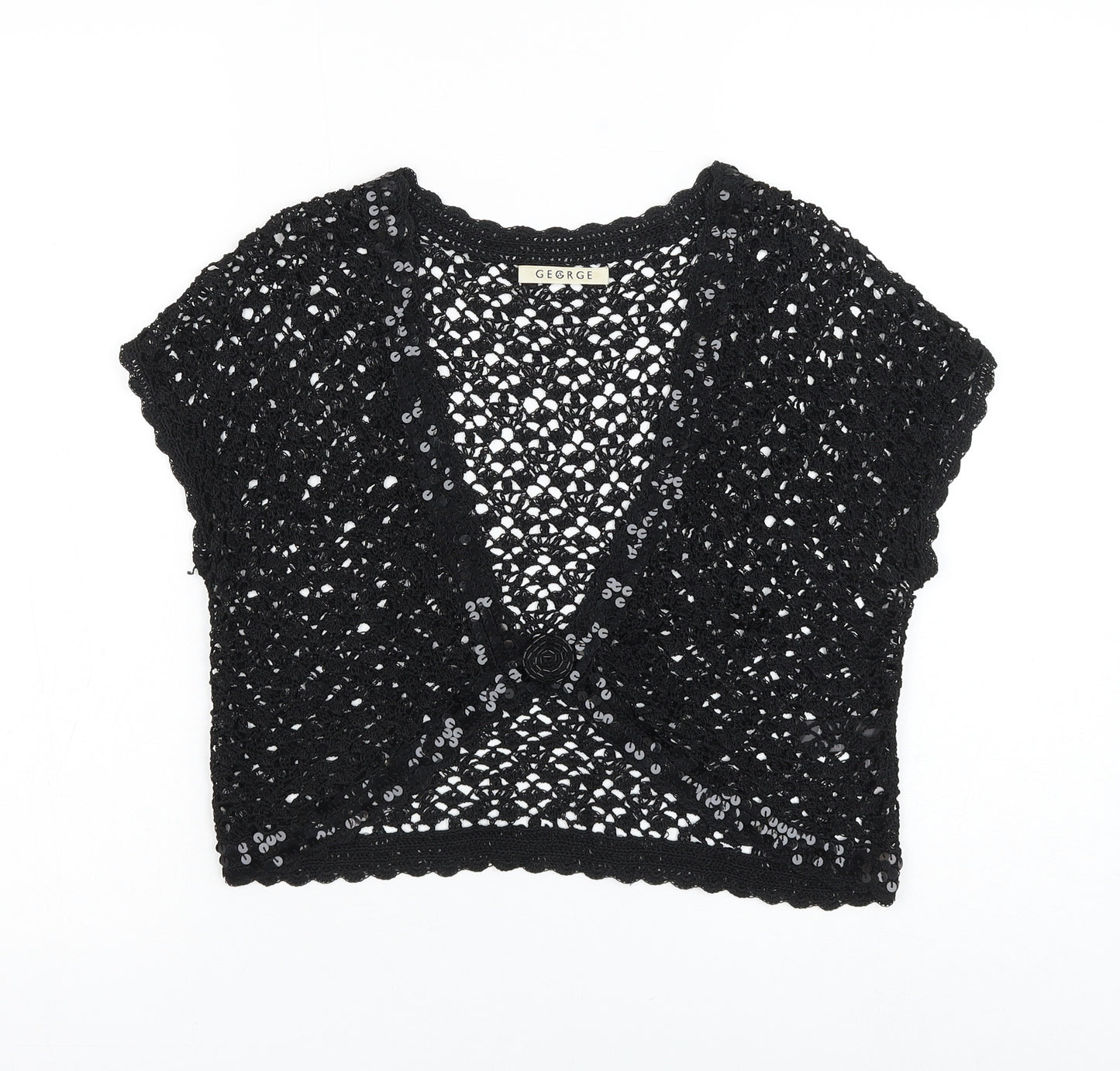 George Womens Black V-Neck Viscose Cardigan Jumper Size 14