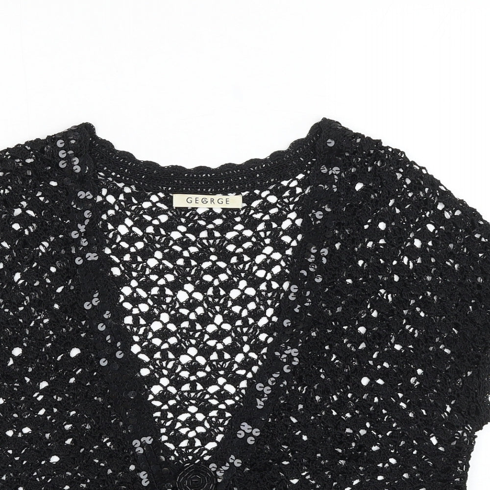George Womens Black V-Neck Viscose Cardigan Jumper Size 14