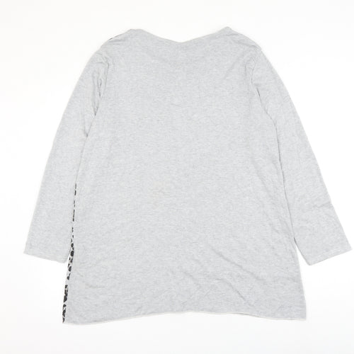 Preworn Womens Grey Animal Print Viscose Pullover Sweatshirt Size M Pullover - Leopard Print