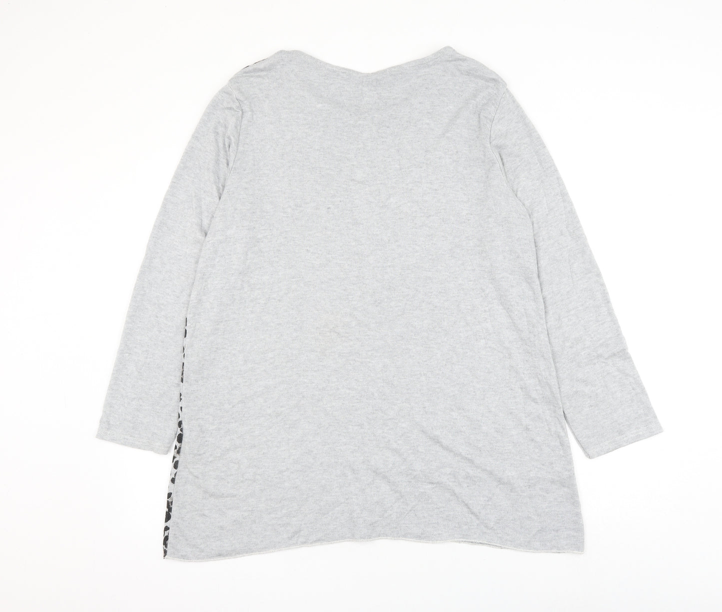 Preworn Womens Grey Animal Print Viscose Pullover Sweatshirt Size M Pullover - Leopard Print