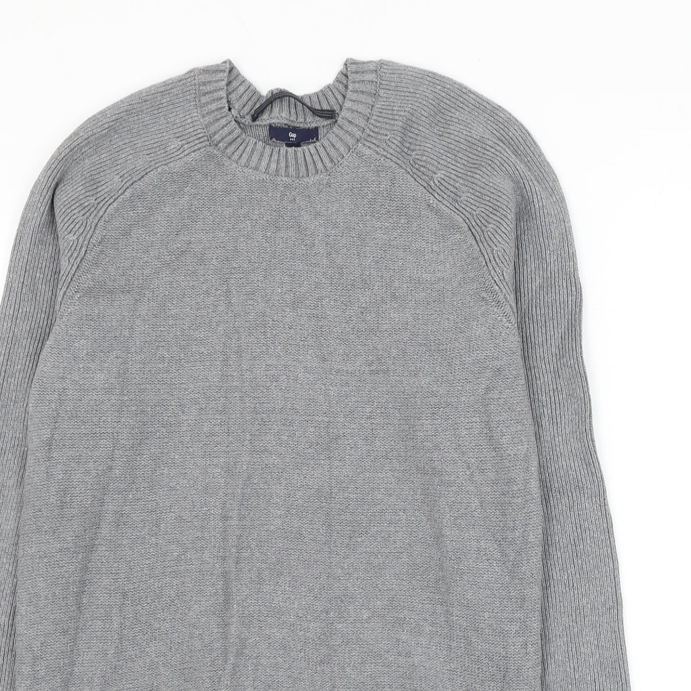 Gap Mens Grey Round Neck Cotton Pullover Jumper Size XS