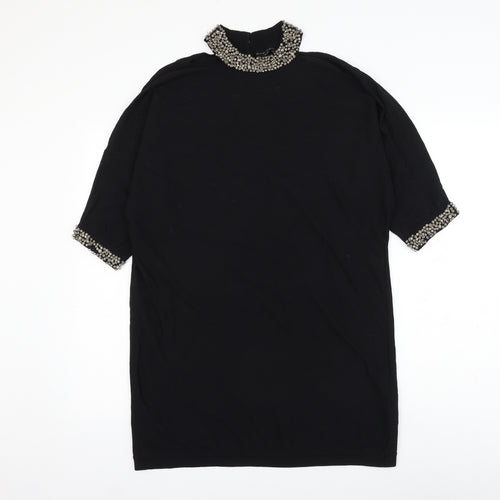 Phase Eight Womens Black Viscose Shift Size M Round Neck Button