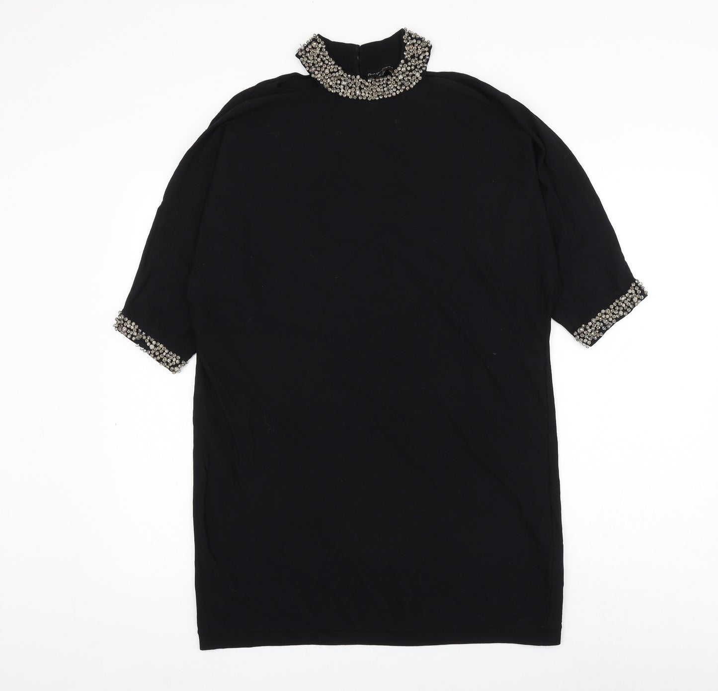 Phase Eight Womens Black Viscose Shift Size M Round Neck Button